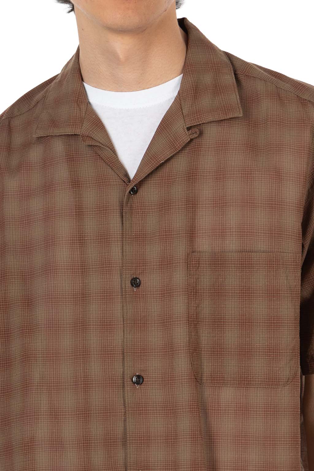Manual Alphabet - Cotton Silk Lawn SS Open Collar Shirt - Brown