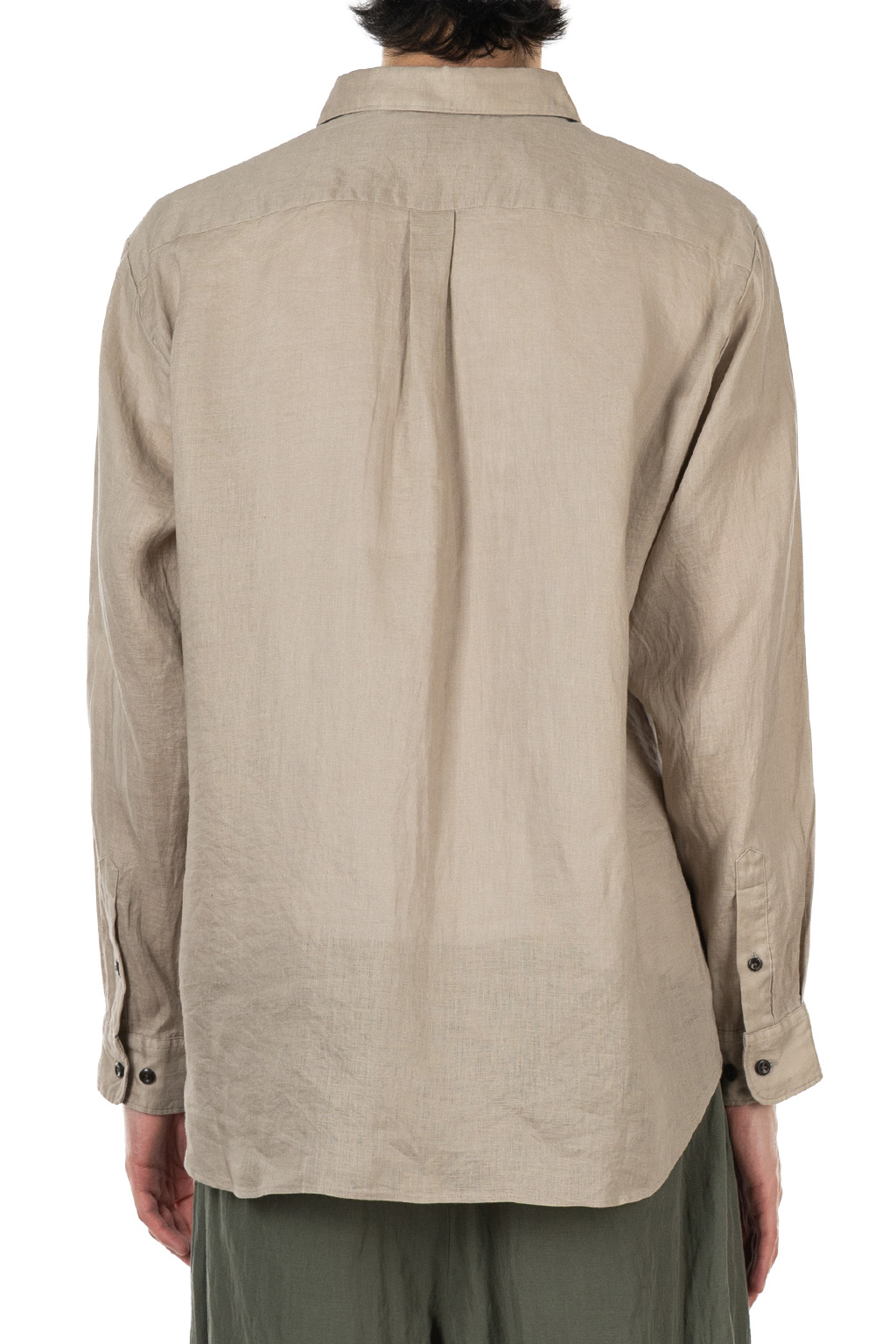 Manual Alphabet - Linen Canvas Loose Fit Regulr Collar Shirt - Sand Beige