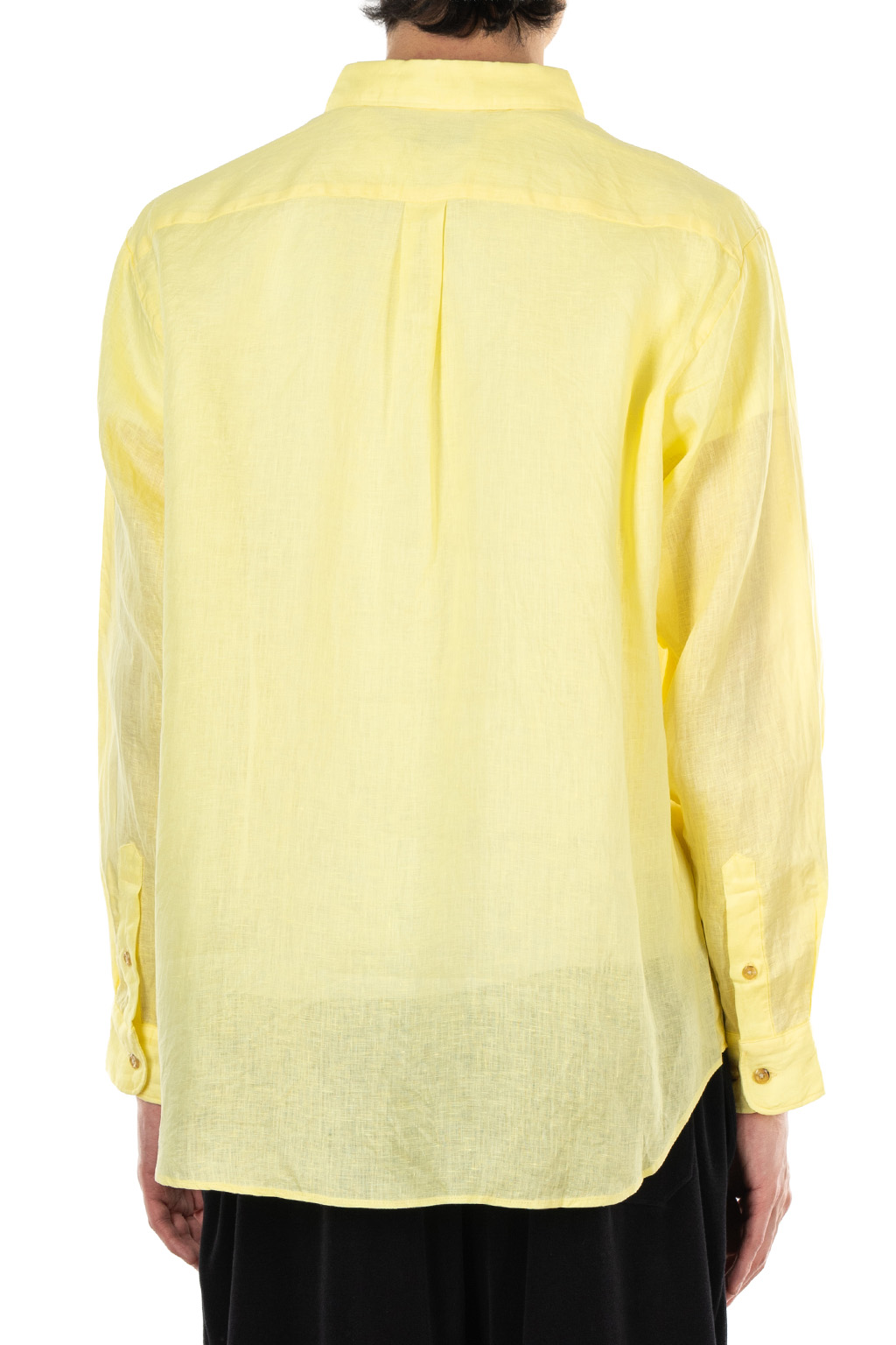 Manual Alphabet - Linen Canvas Loose Fit Regulr Collar Shirt - Yellow