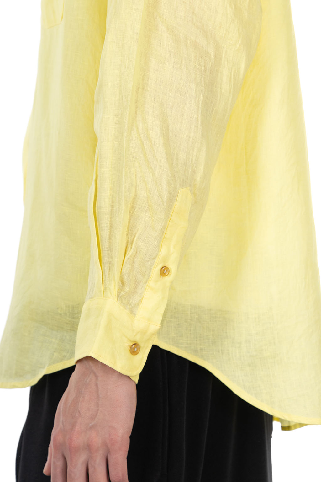 Manual Alphabet - Linen Canvas Loose Fit Regulr Collar Shirt - Yellow