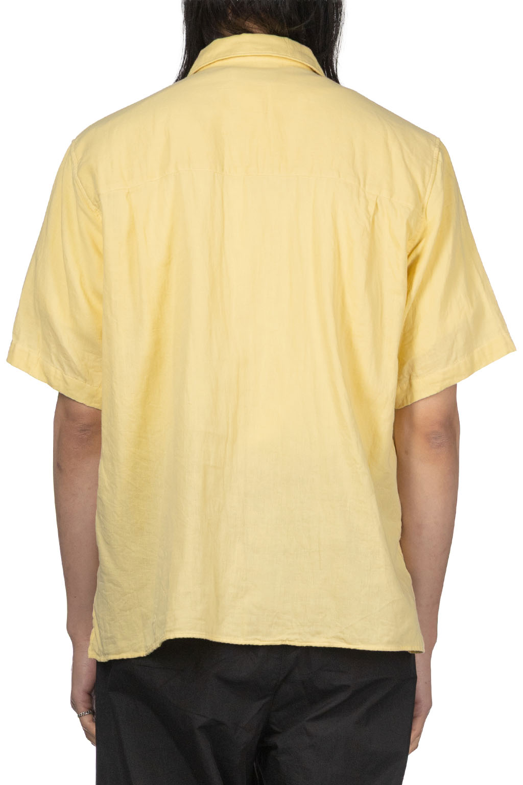 Manual Alphabet - Organic Cotton Double Gauze Open Collar Shirt - Yellow
