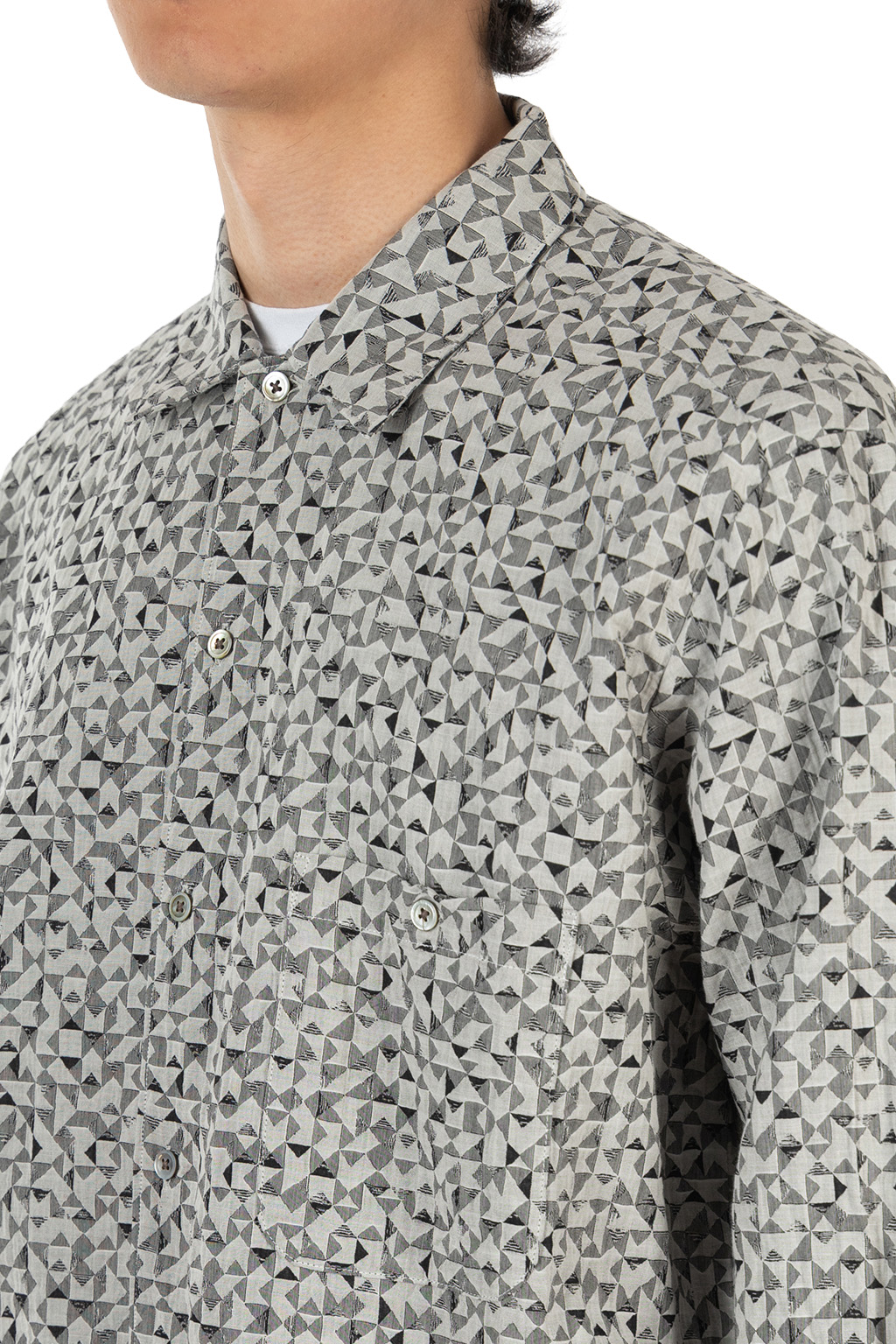 Manual Alphabet - Organic Cotton Jacquard LS Shirt - White