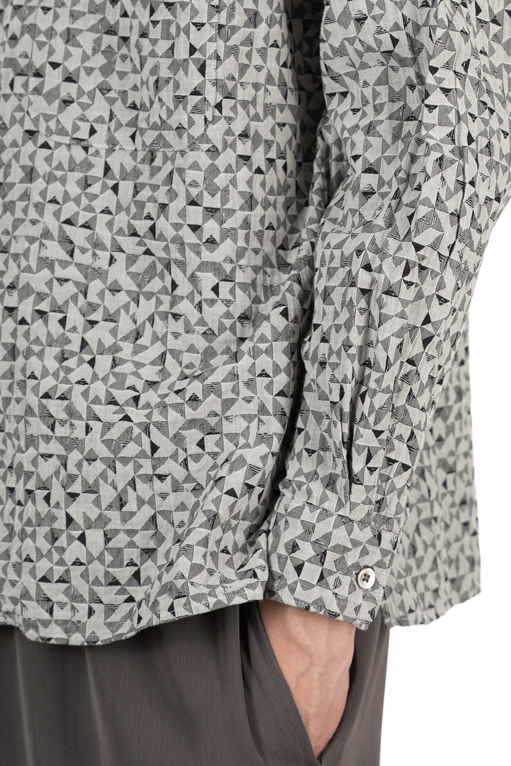 Manual Alphabet - Organic Cotton Jacquard LS Shirt - White