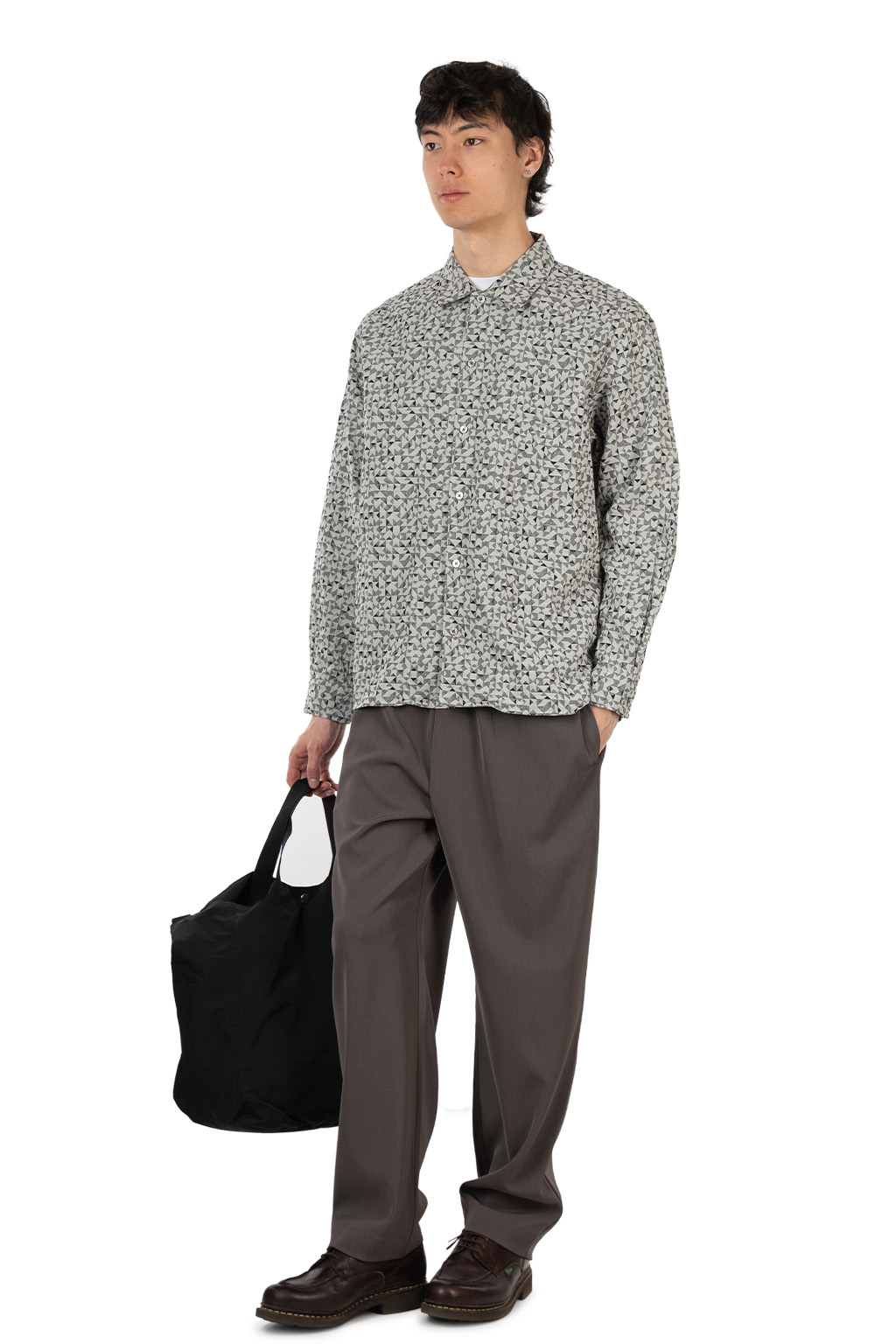 Manual Alphabet - Organic Cotton Jacquard LS Shirt - White