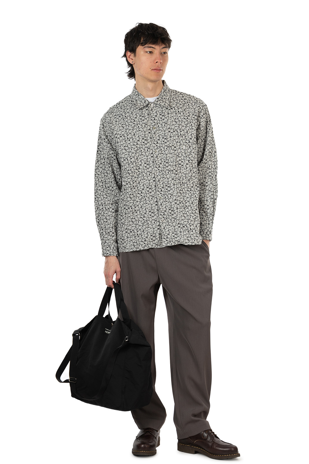 Manual Alphabet - Organic Cotton Jacquard LS Shirt - White