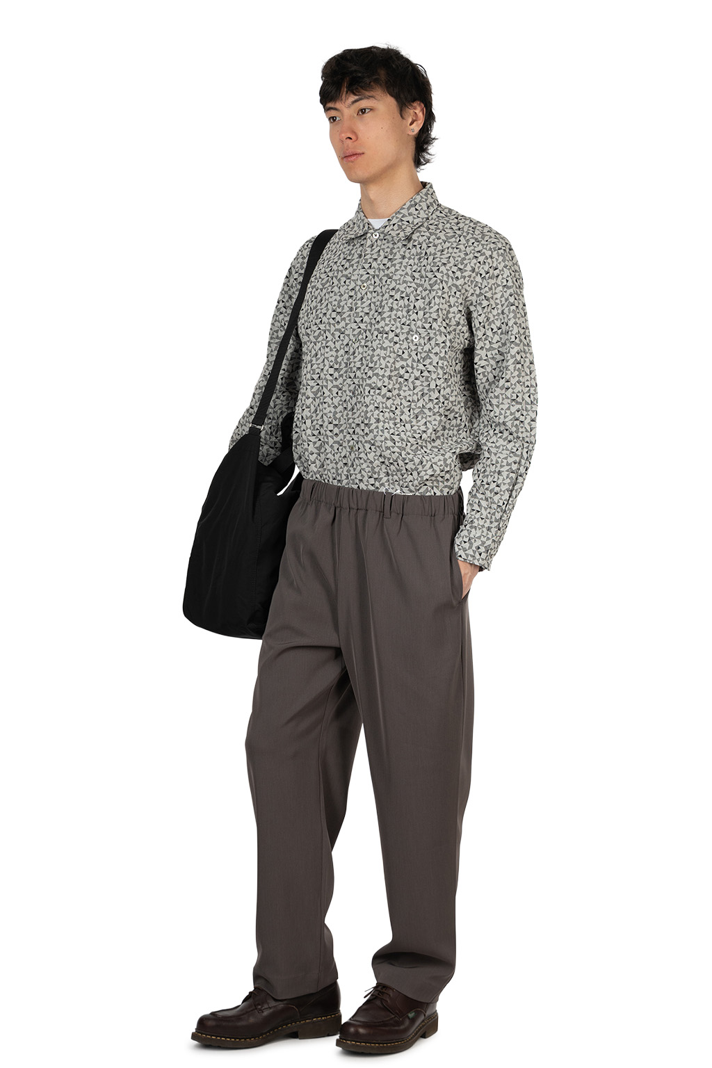Manual Alphabet - Polyester Twill Tapered Pants - Charcoal