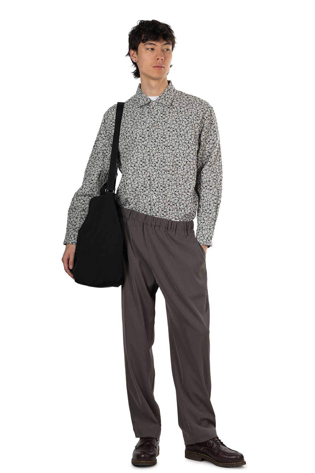 Manual Alphabet - Polyester Twill Tapered Pants - Charcoal
