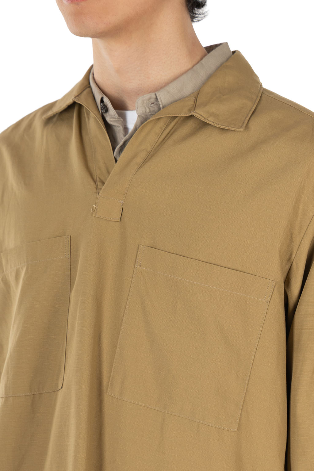 Manual Alphabet - Slub Poplin Pullover Shirt - Beige