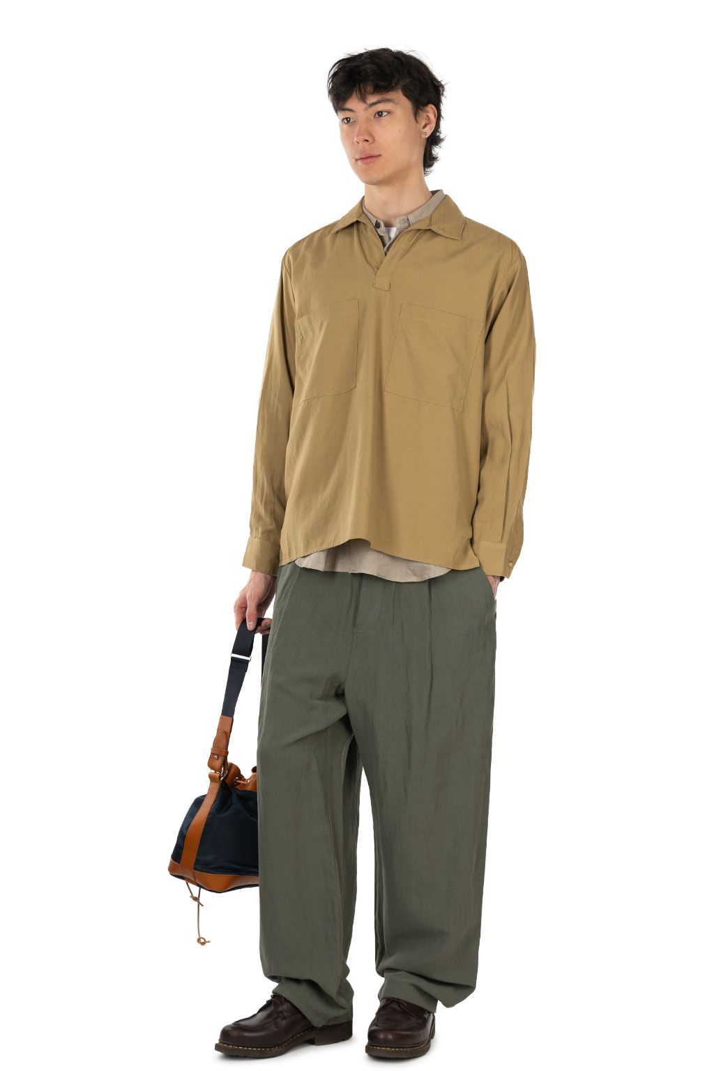 Manual Alphabet - Slub Poplin Pullover Shirt - Beige