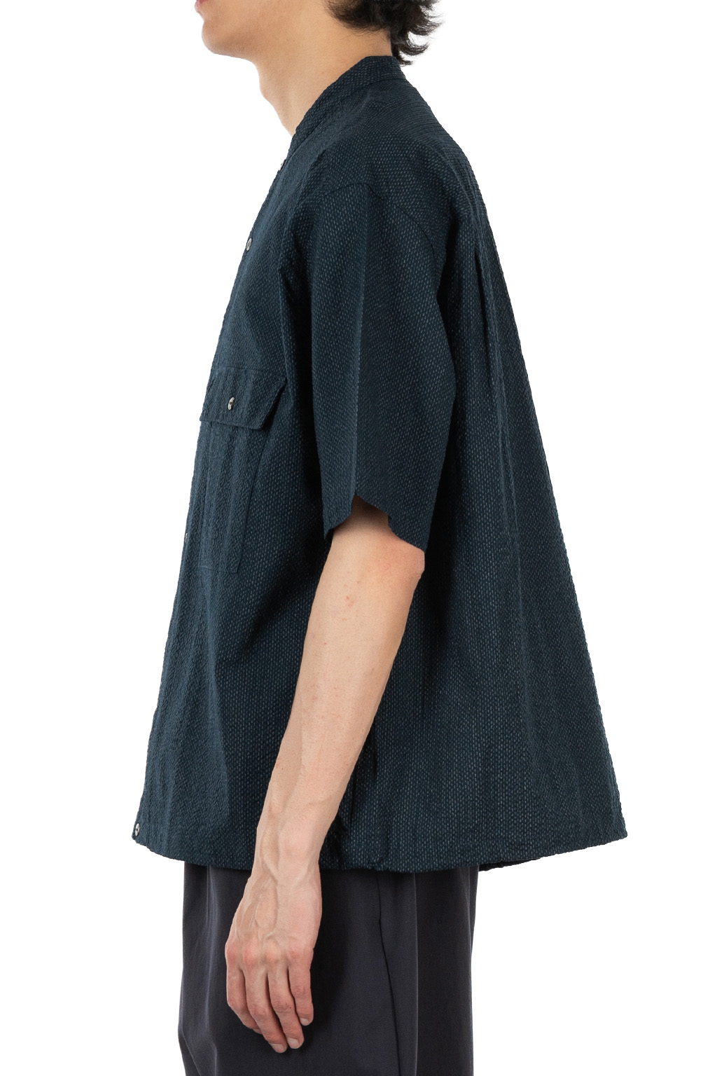 Manual Alphabet - Waffle Wide Spindle SS Shirt - Navy