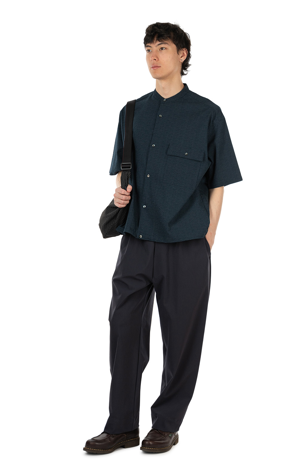 Manual Alphabet - Waffle Wide Spindle SS Shirt - Navy