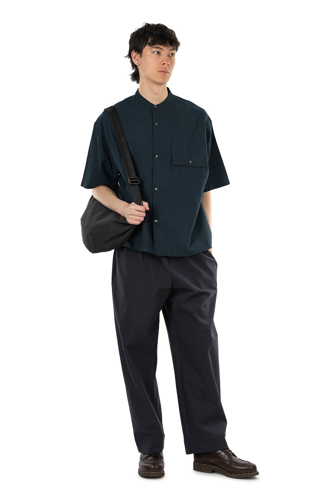 Manual Alphabet - Waffle Wide Spindle SS Shirt - Navy