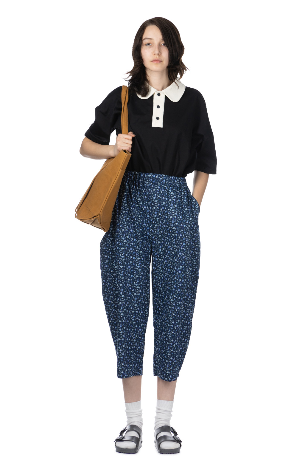 NARU  - Anitque Flower Broadway Egg Pants - Navy