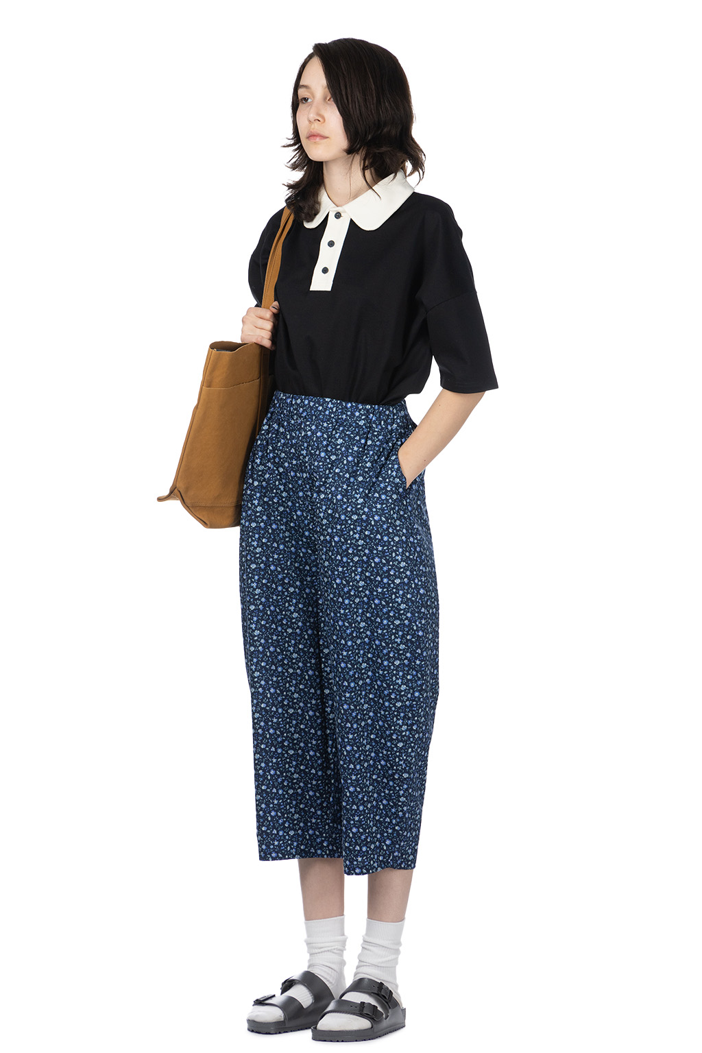 NARU  - Anitque Flower Broadway Egg Pants - Navy