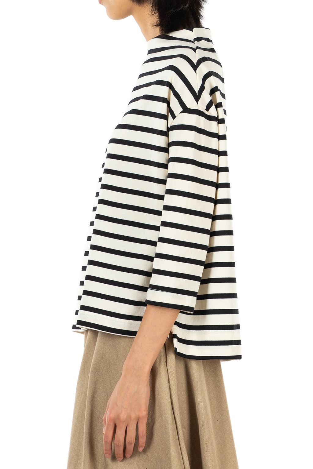 NARU  - Boatneck Stripe Pullover - Ecru x Black