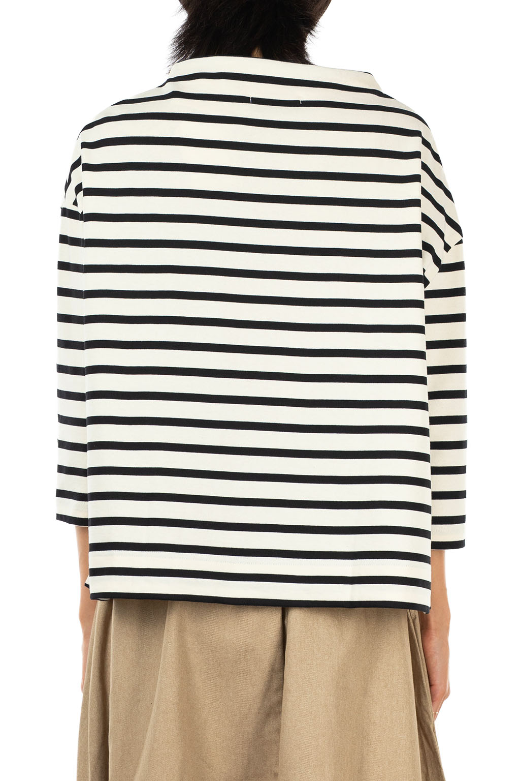 NARU  - Boatneck Stripe Pullover - Ecru x Black