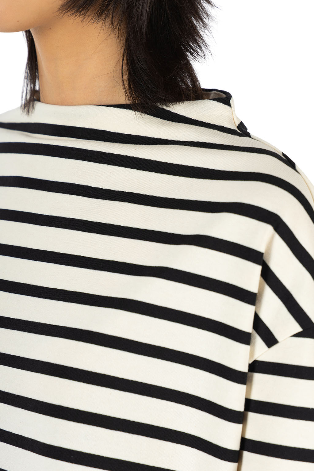 NARU  - Boatneck Stripe Pullover - Ecru x Black