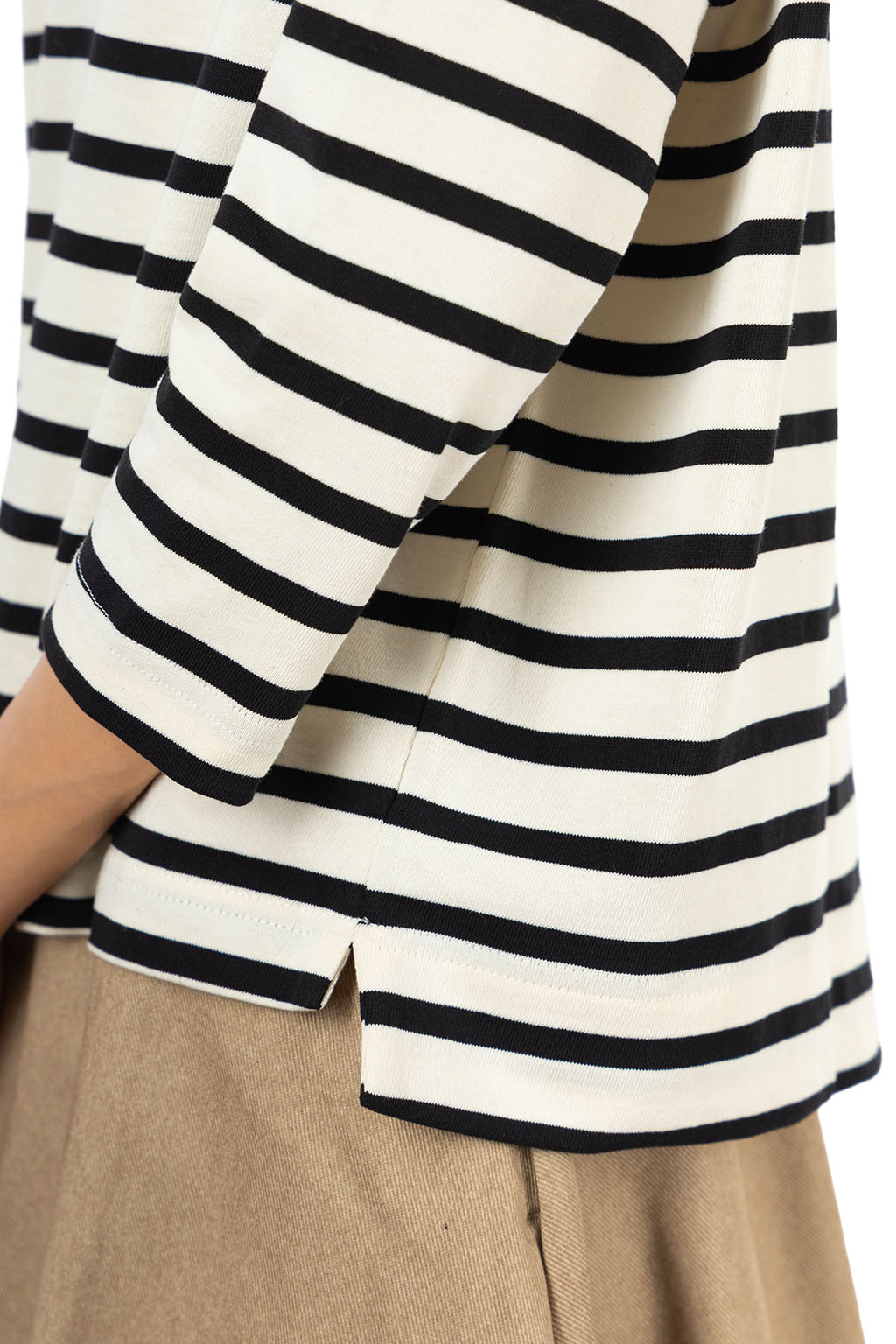 NARU  - Boatneck Stripe Pullover - Ecru x Black