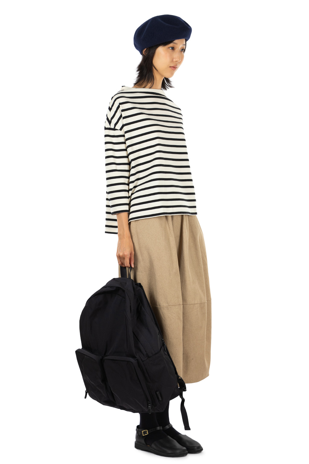 NARU  - Boatneck Stripe Pullover - Ecru x Black