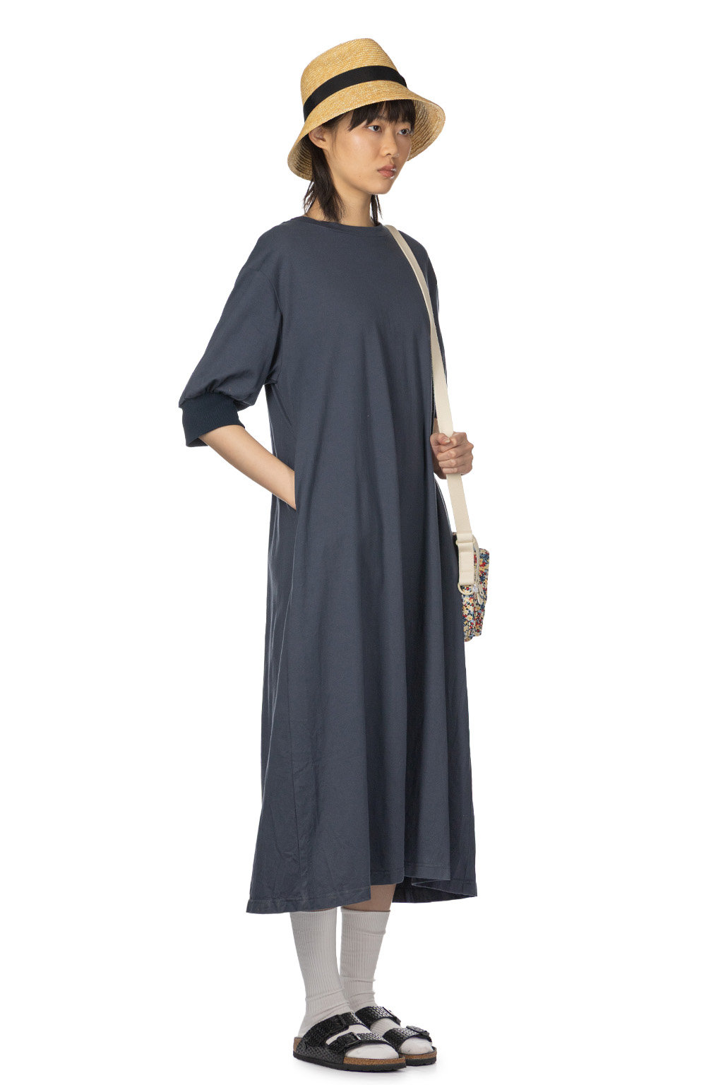NARU  - Cotton Jersey Dress - Bluegray 
