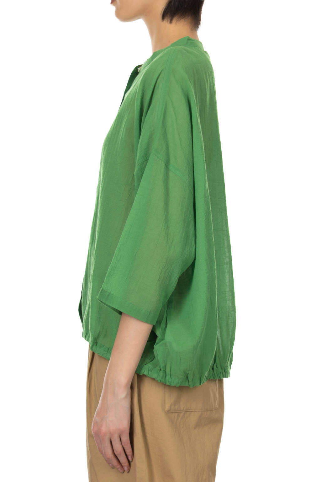 Nachukara - Boiled Wool Front Open Shirt - Green