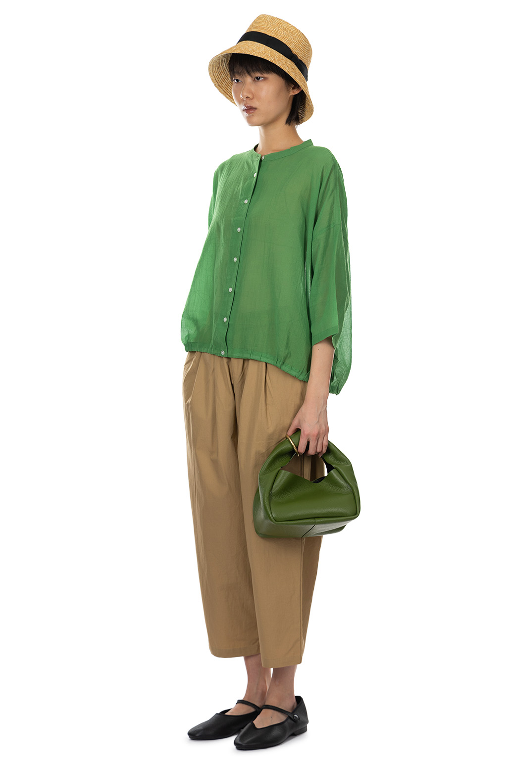 Nachukara - Boiled Wool Front Open Shirt - Green
