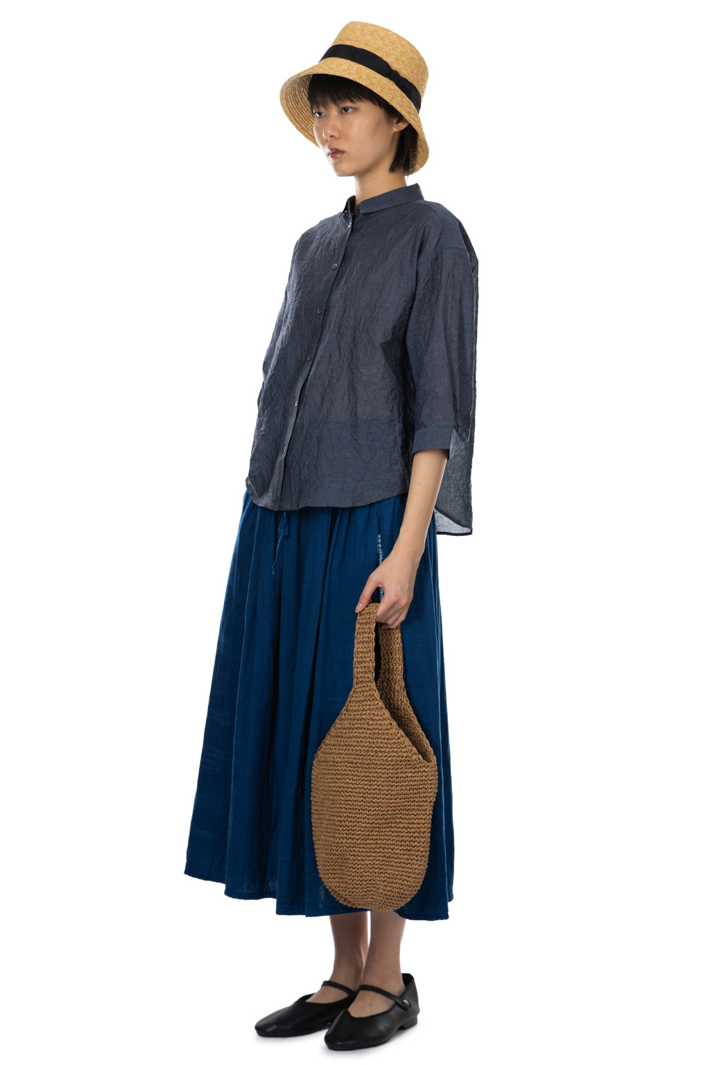 Nachukara - Catch Washer Regular Collar Shirt - Navy