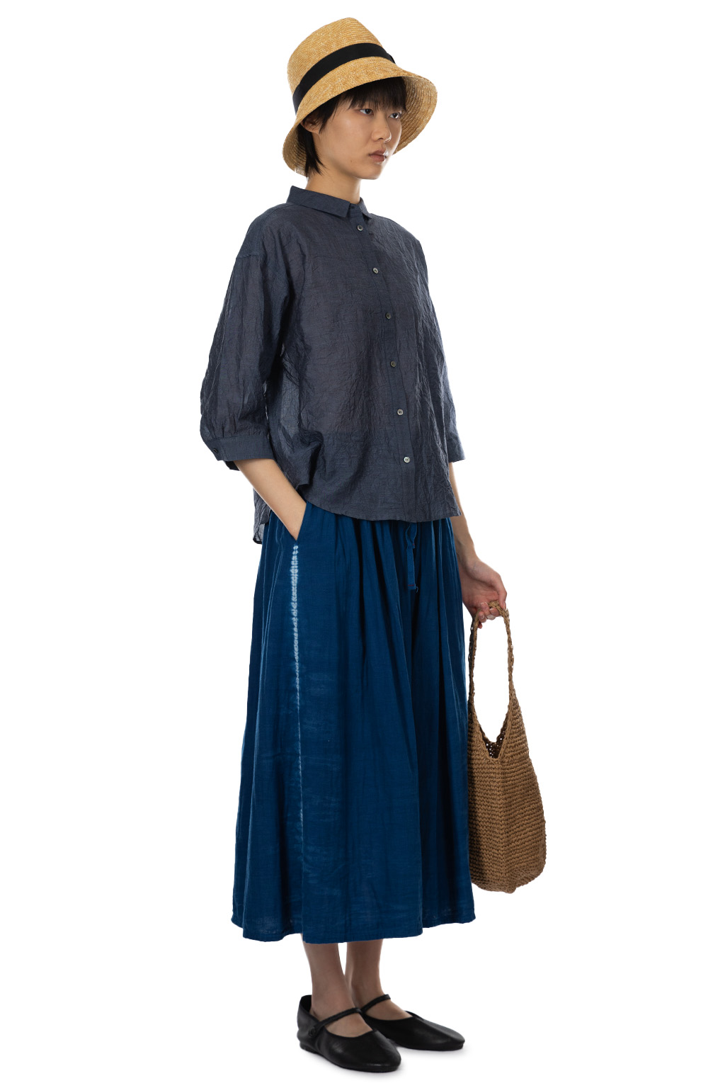 Nachukara - Catch Washer Regular Collar Shirt - Navy