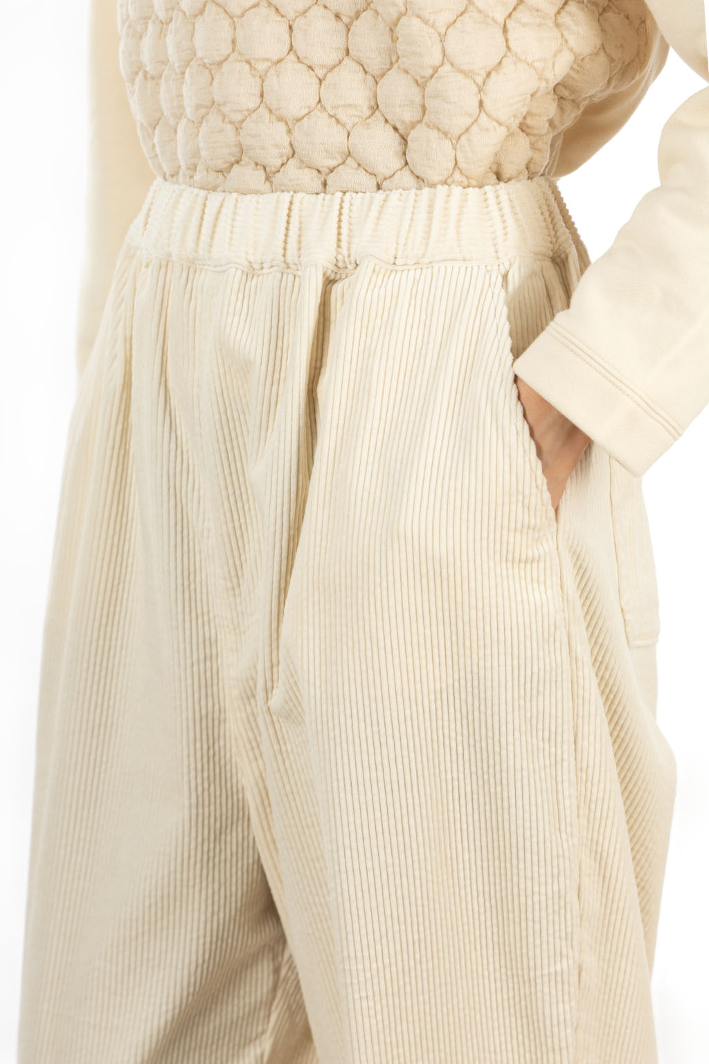 Nachukara - Corduroy Cocoon Pants - Ivory