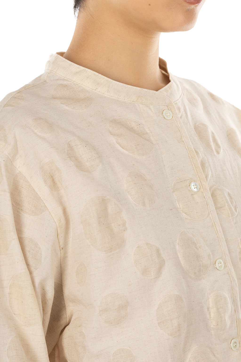 Nachukara - Cotton-Linen Dot Shirt Jacket - Natural