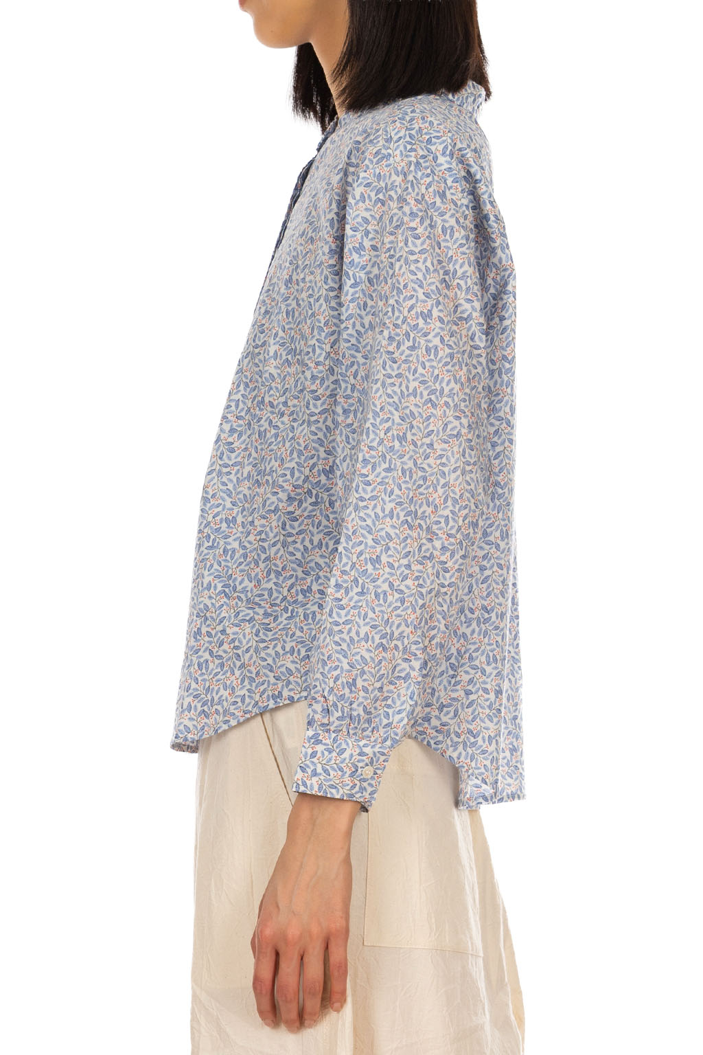 Nachukara - Cotton Print Bandcollar Blouse