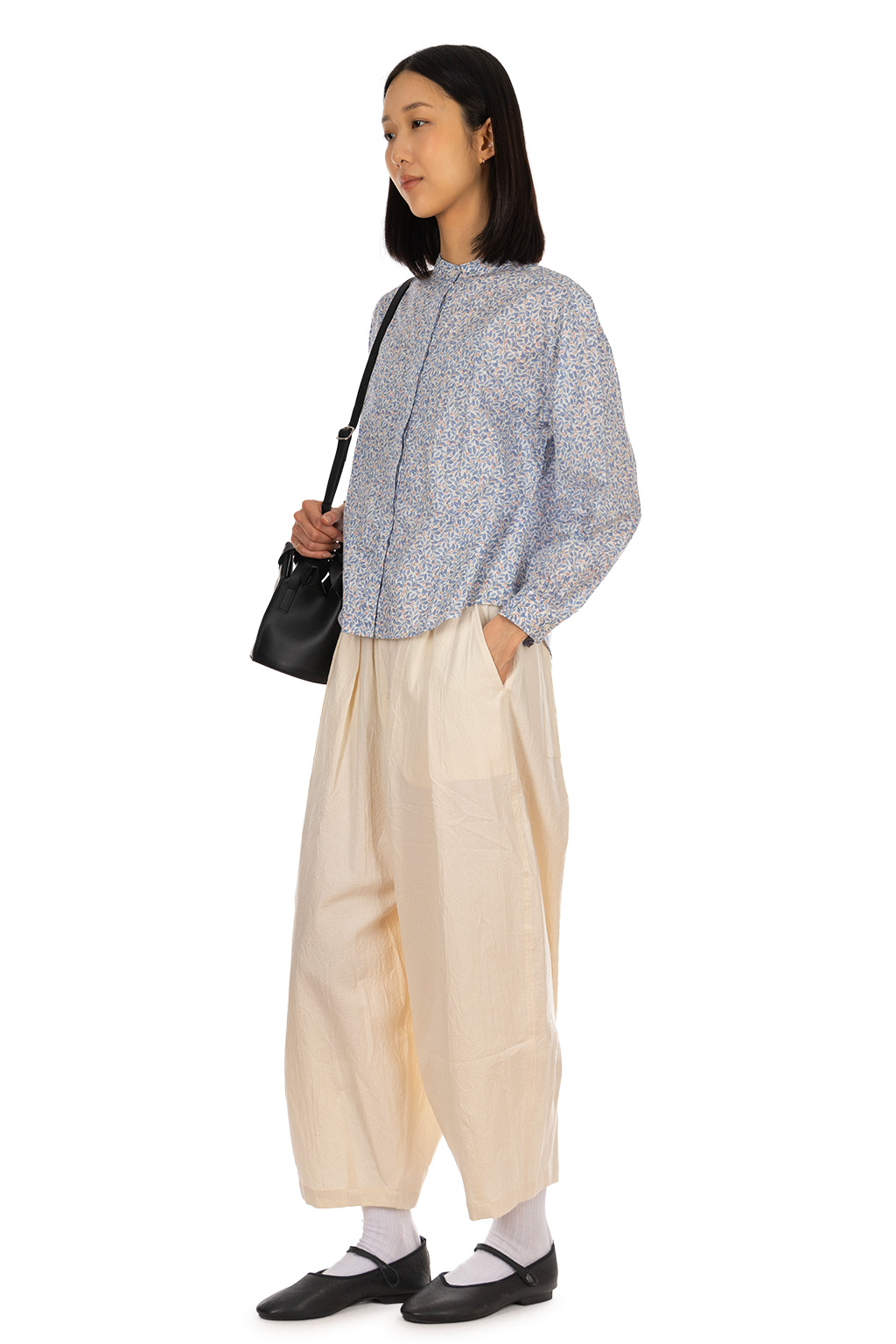 Nachukara - Cotton Print Bandcollar Blouse