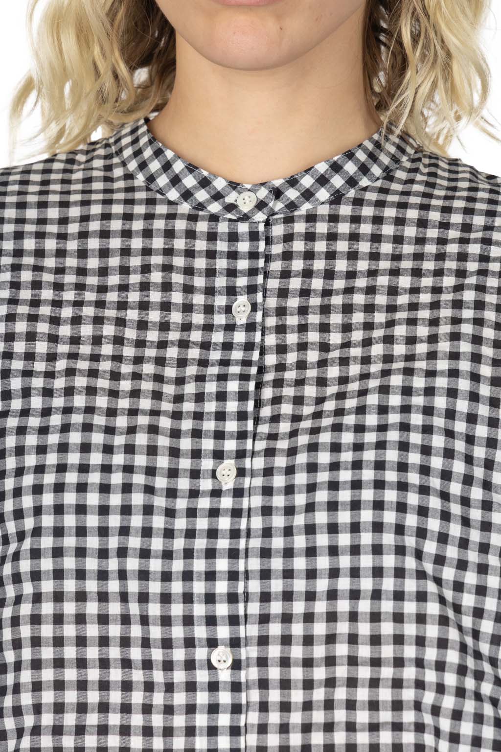 Nachukara - Cotton Shirring Dolman Shirt - Black Check