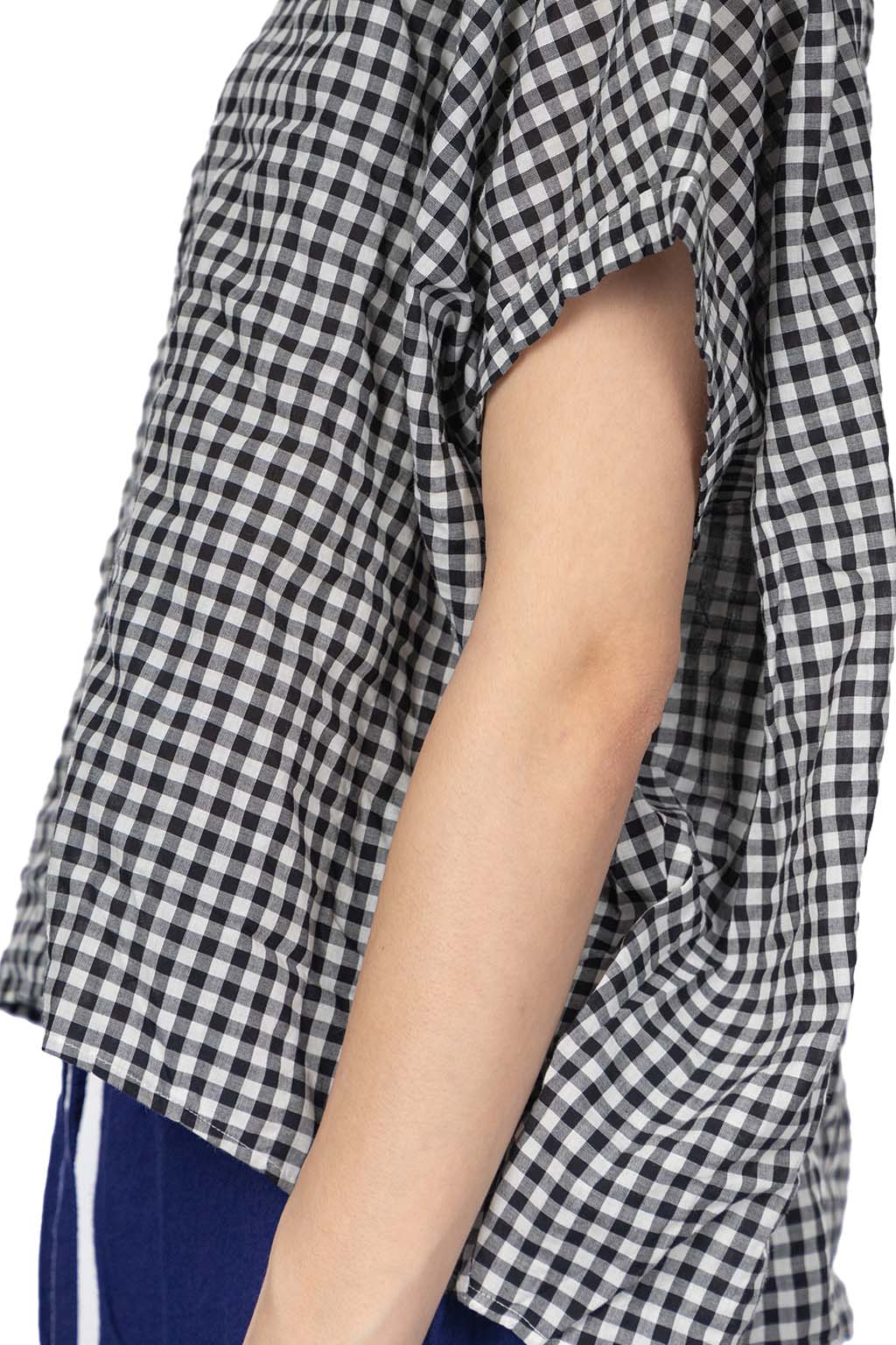Nachukara - Cotton Shirring Dolman Shirt - Black Check