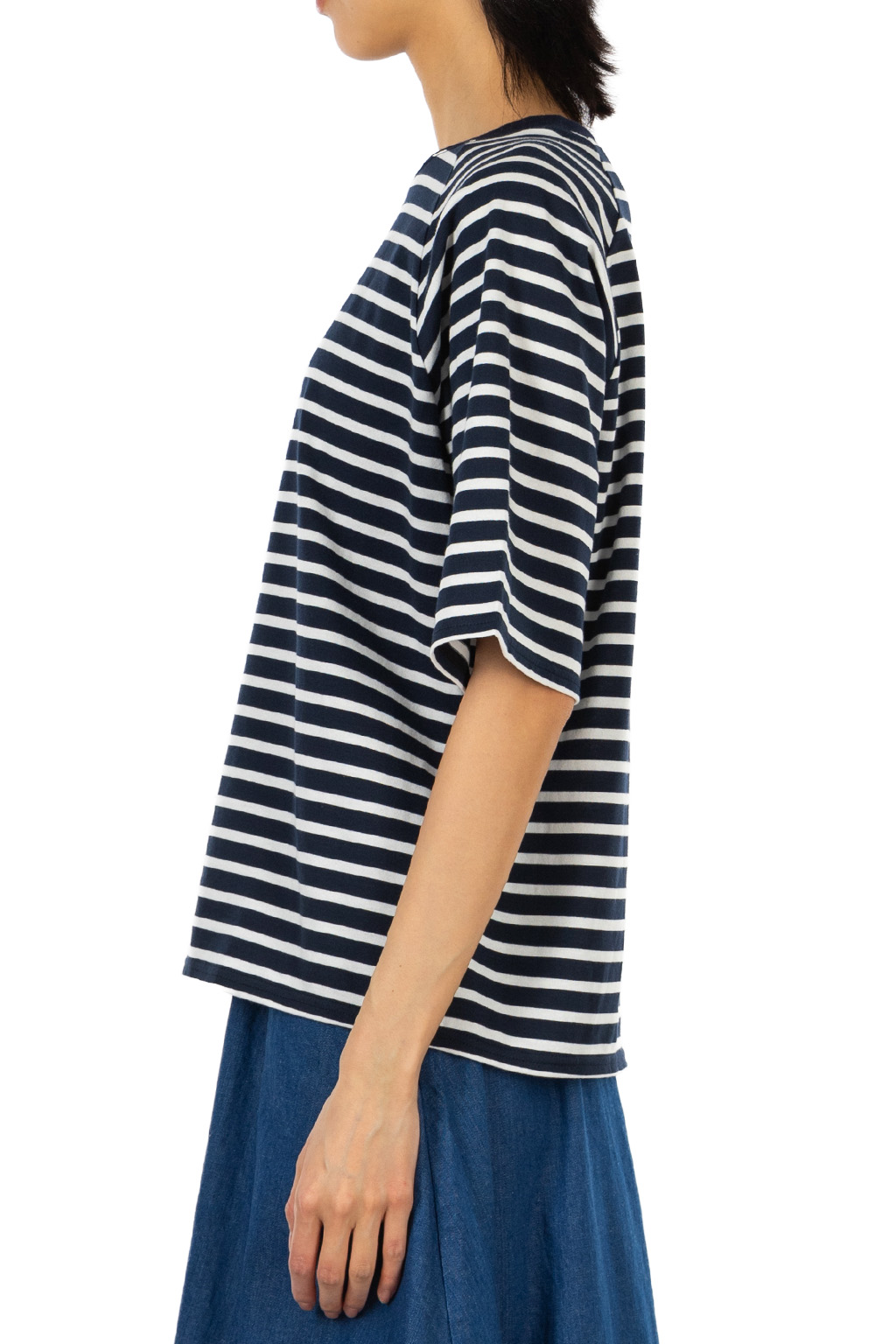 Nachukara - Raglan Stripe T-Shirt - Navy And White