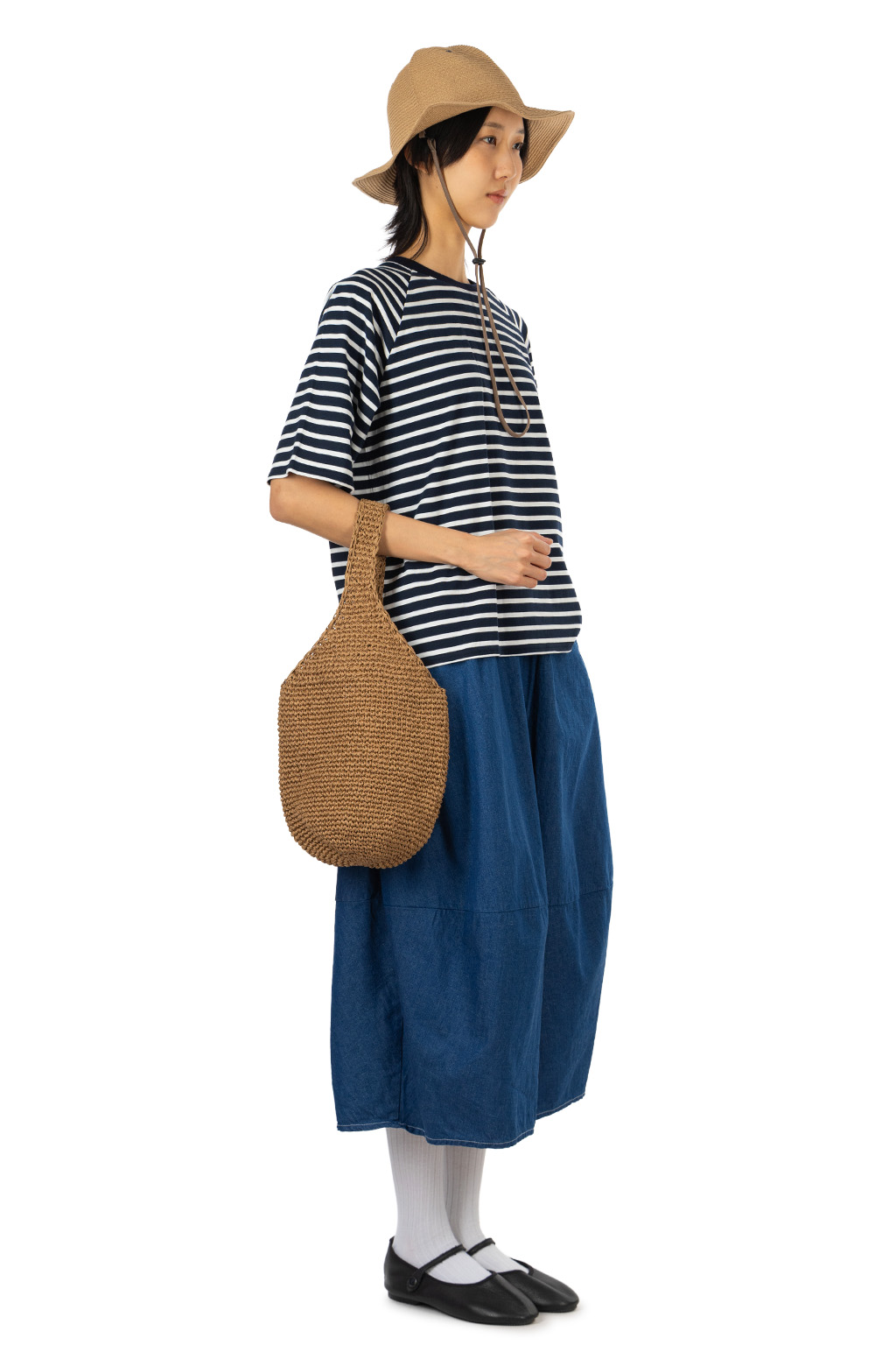 Nachukara - Raglan Stripe T-Shirt - Navy And White