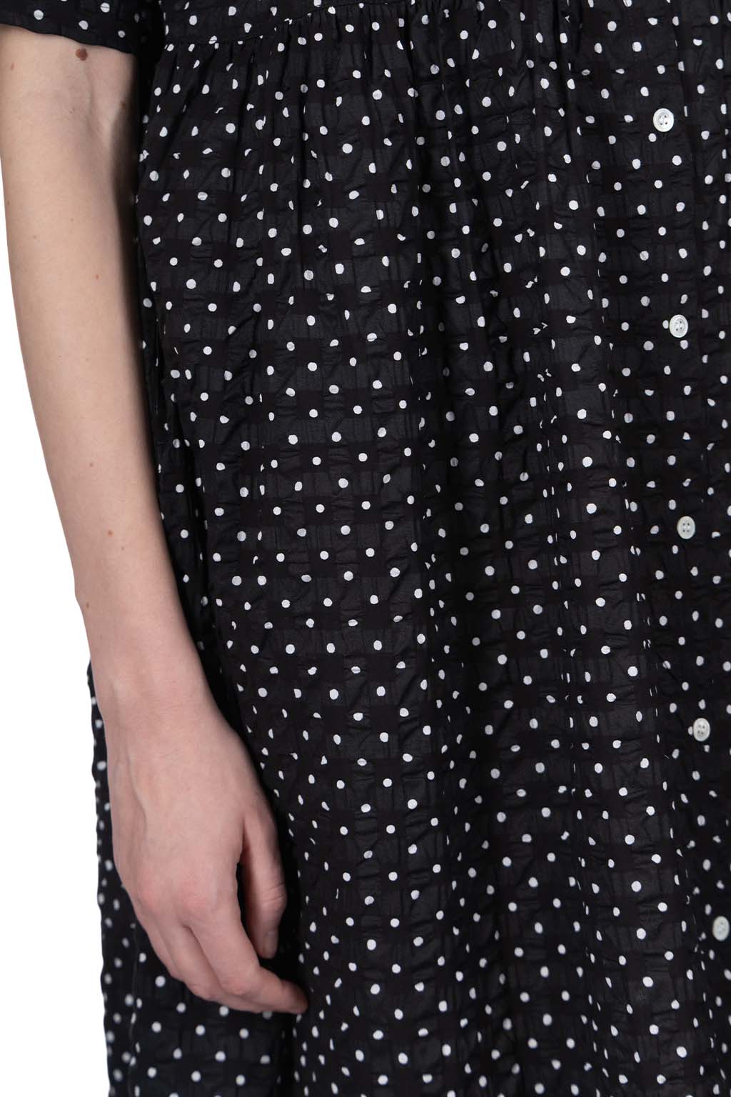 Nachukara - Ripple Dot Band Collar Dress - Black