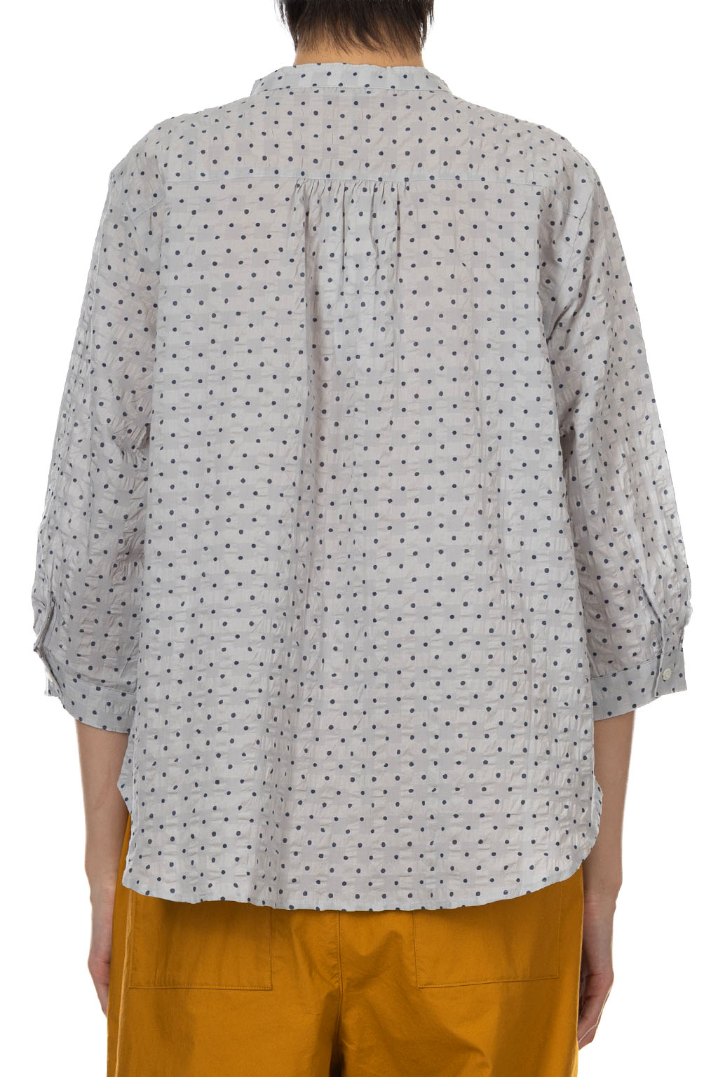 Nachukara - Ripple Dot Band Collar Shirt - Grey
