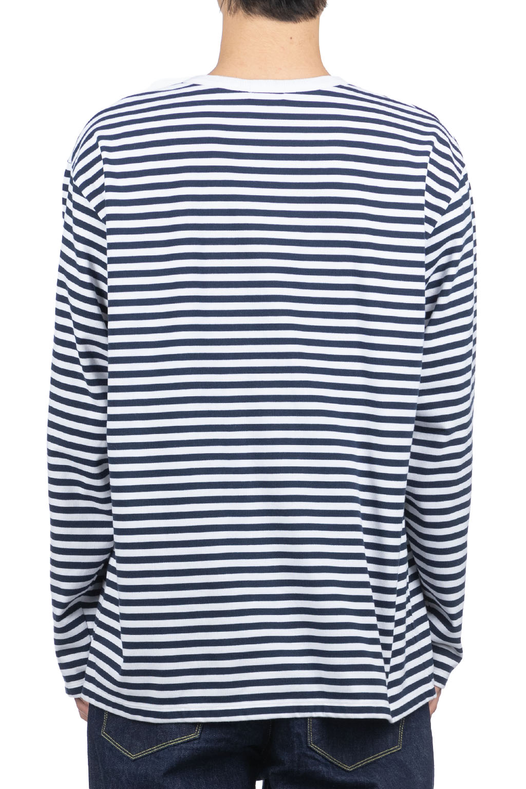 Nanamica (NAN) | COOLMAX Stripe Jersey LS Tee - Navy x White