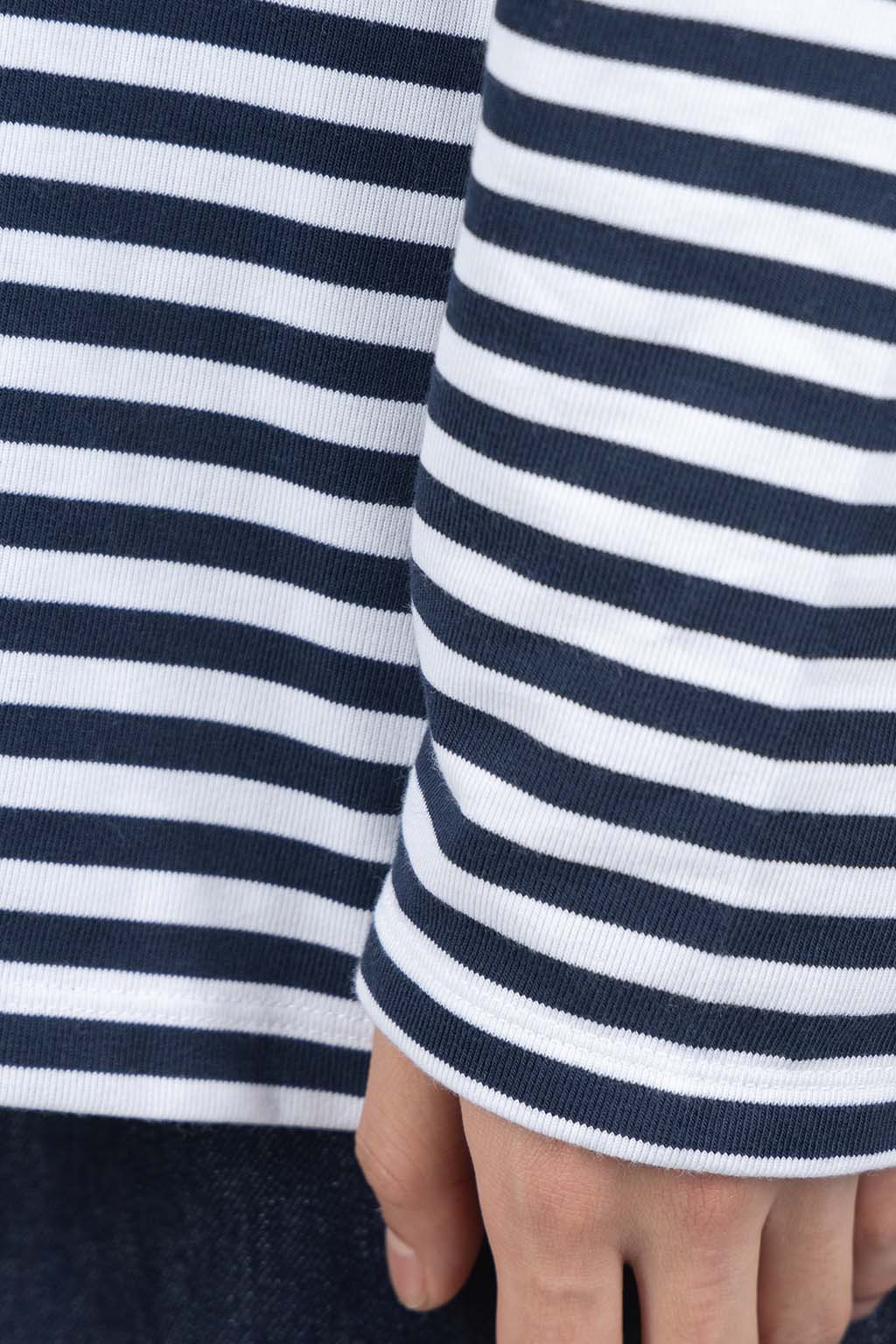 Nanamica (NAN) - COOLMAX Stripe Jersey LS Tee - Navy x White
