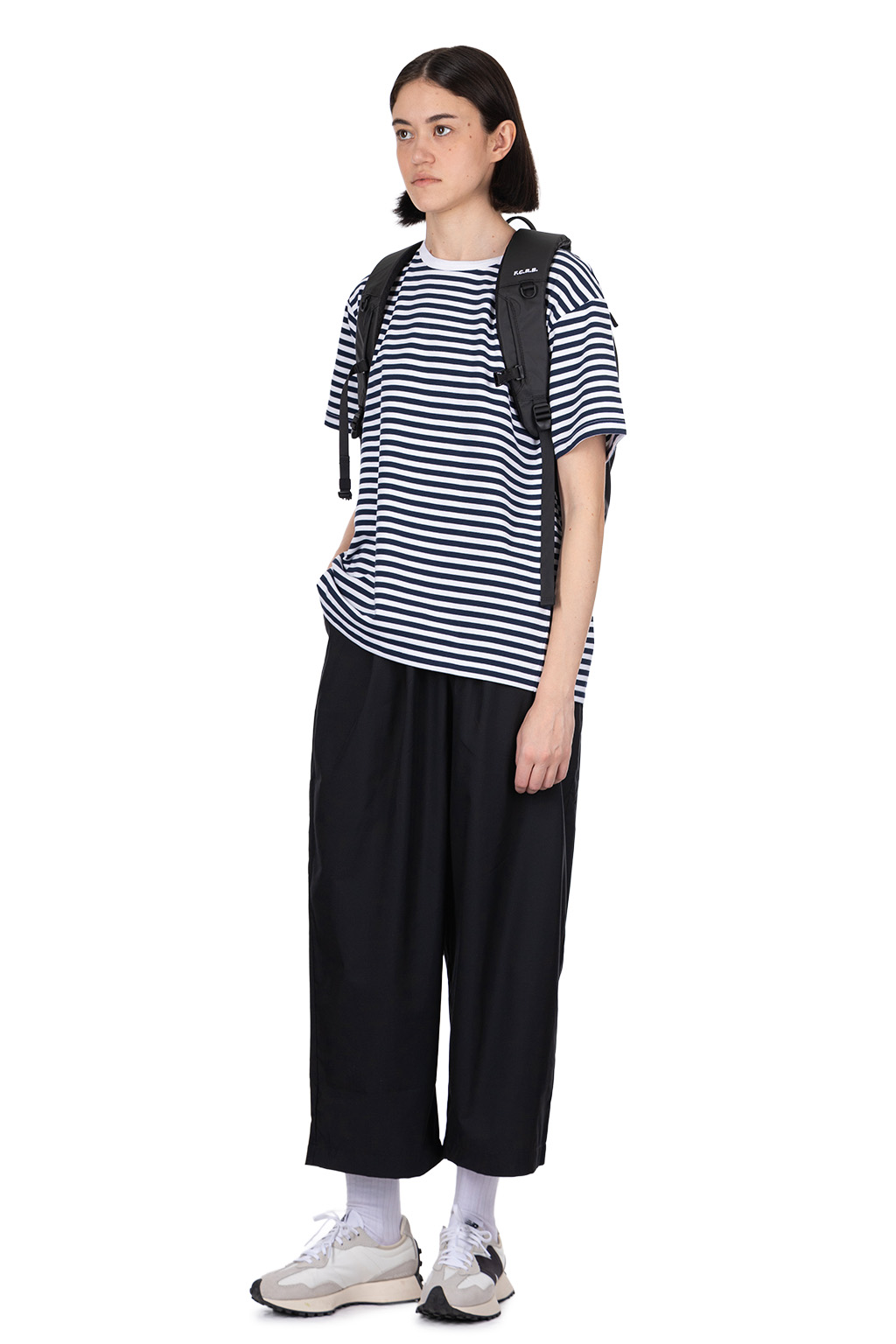 Nanamica (NAN) - COOLMAX Stripe Jersey Tee - Navy x White