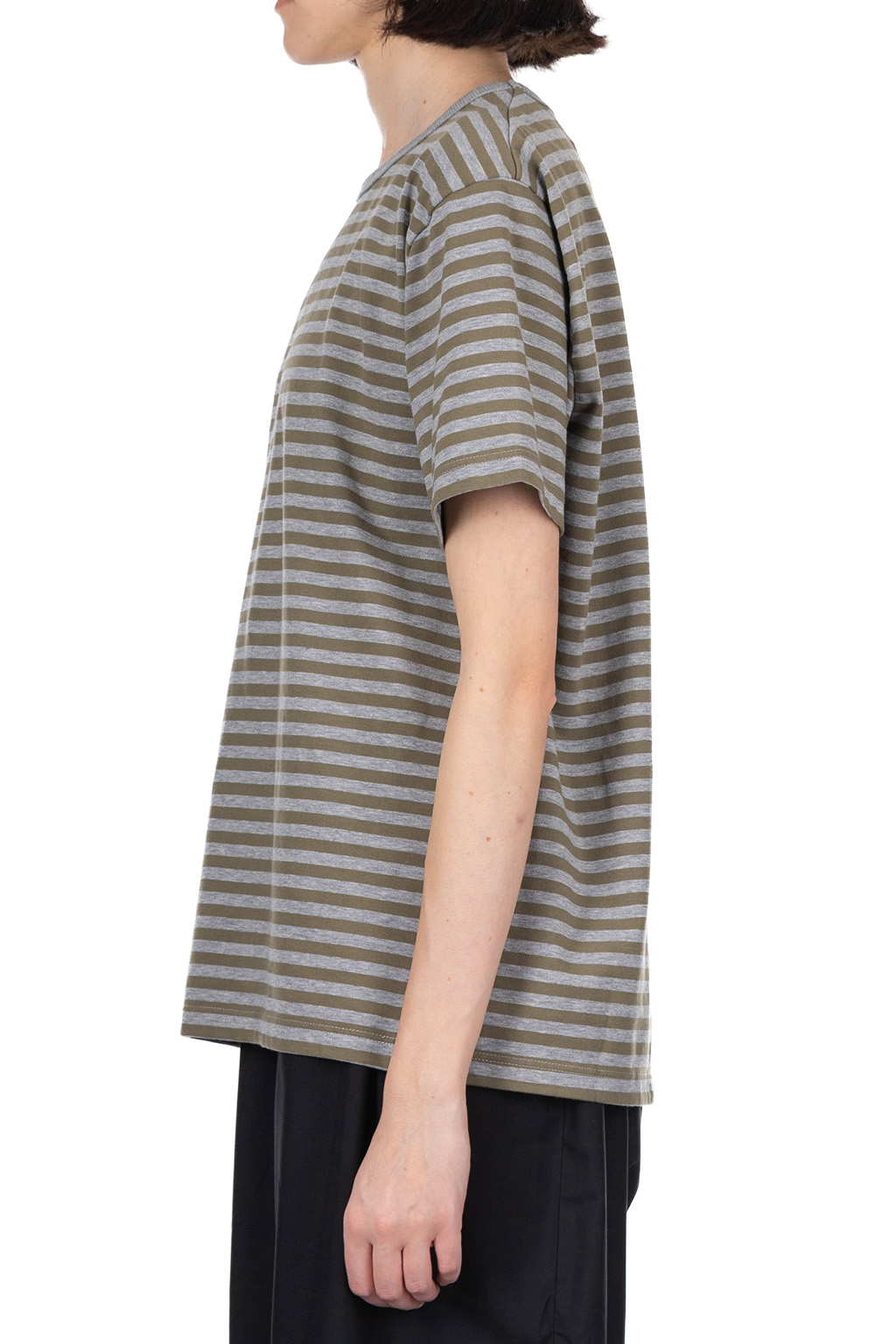 Nanamica (NAN) - COOLMAX Stripe Jersey Tee - Olive x Gray