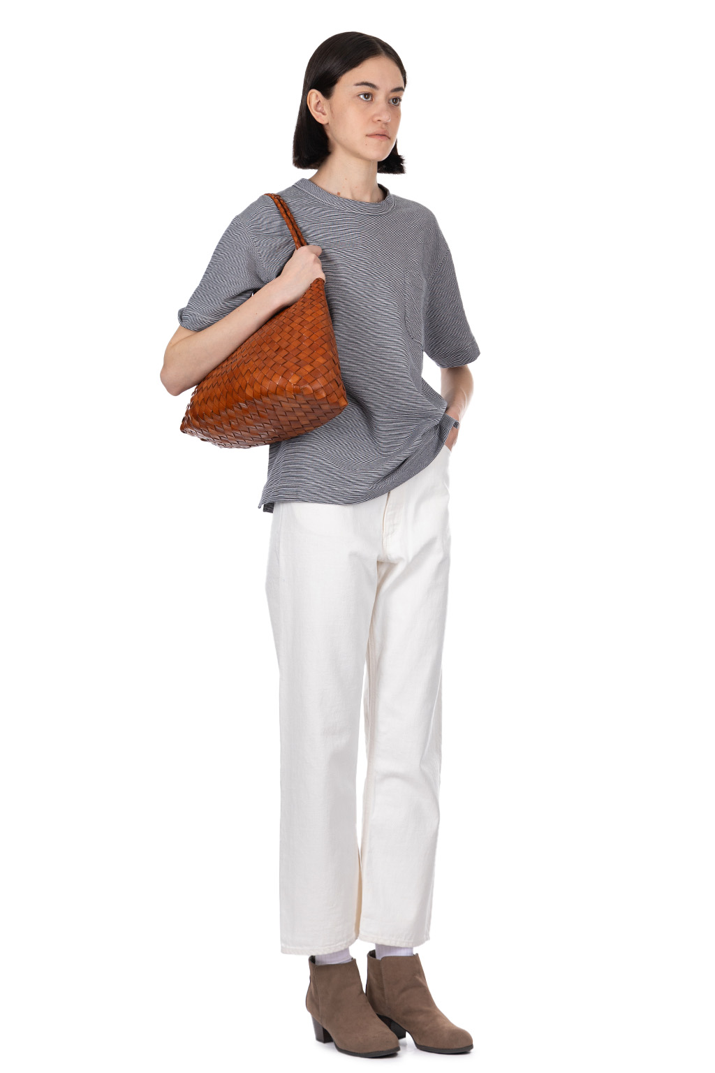 Nanamica (NAN) - Micro Stripe Pocket Tee - Navy x White