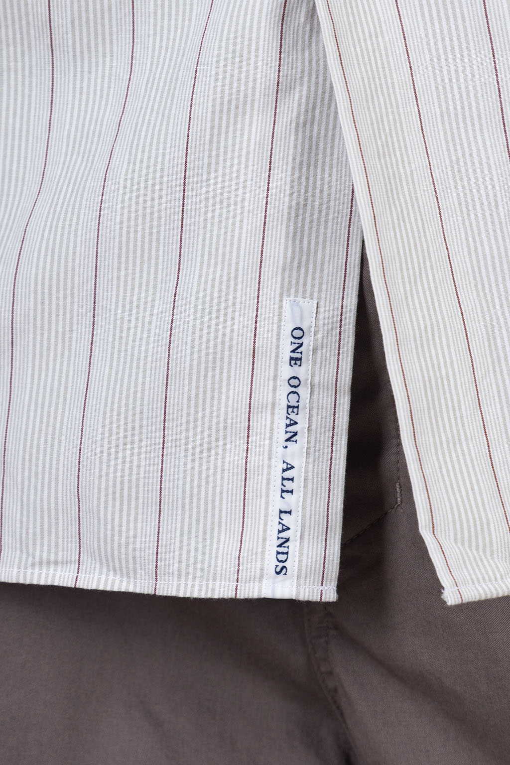 Nanamica (NAN) - Regular Collar Stripe Wind Shirt - Gray