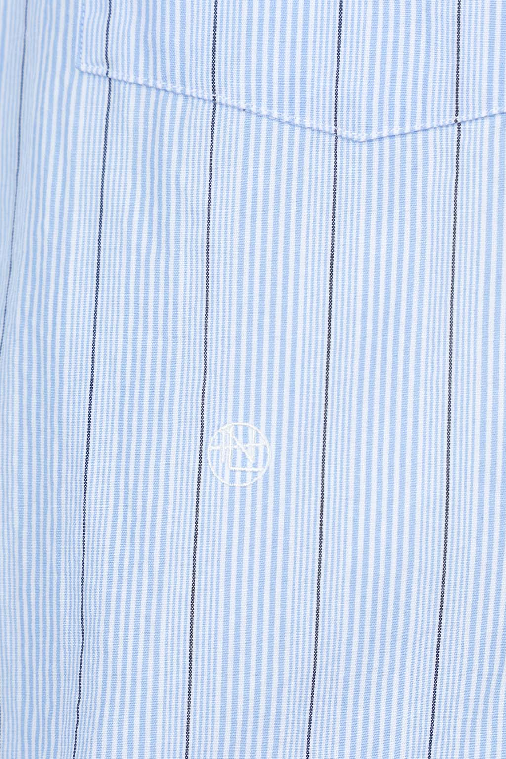 Nanamica (NAN) - Regular Collar Stripe Wind Shirt - Sax
