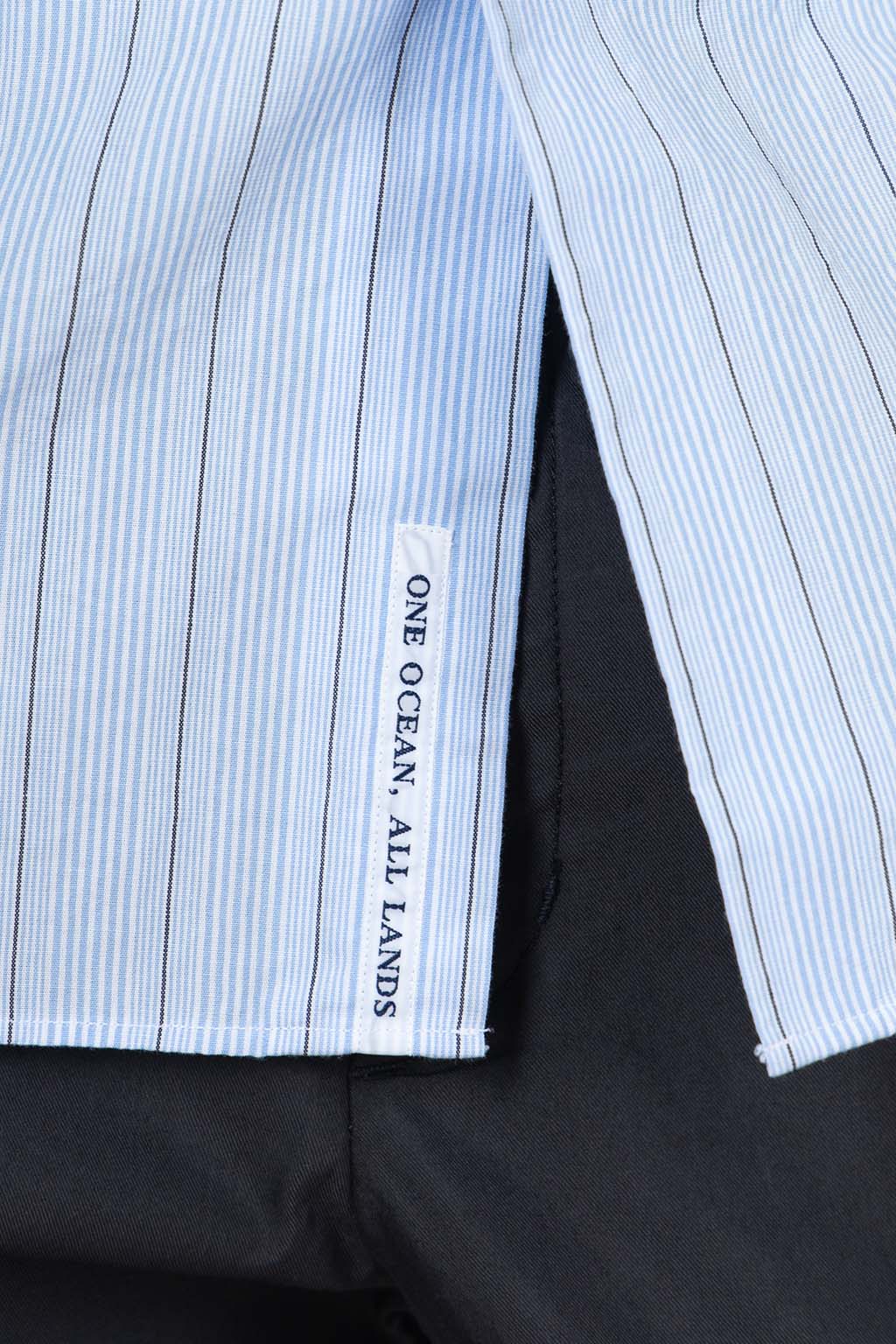 Nanamica (NAN) - Regular Collar Stripe Wind Shirt - Sax