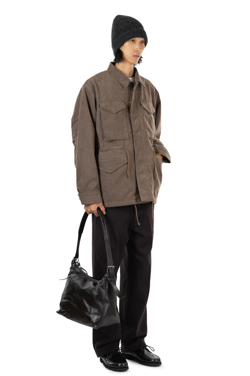 Nanamica (NAN) - Synthetic Leather Field Jacket - Brown