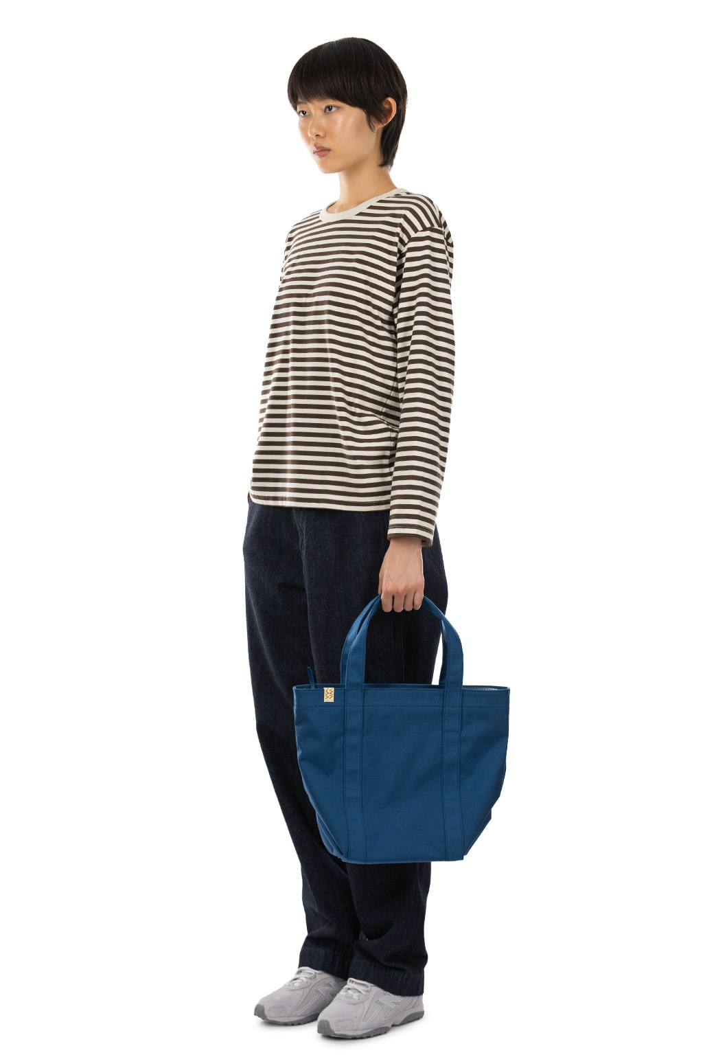 Nanamica (NAN) - Women COOLMAX Stripe Jersey Long Sleeves Tee - Brown x Natural