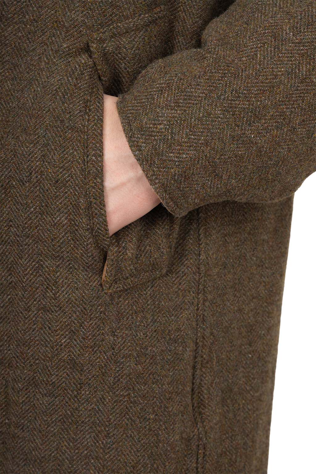 Nonnative - Wanderer Long Puff Coat Wool Herringbone Windstopper - Coyote