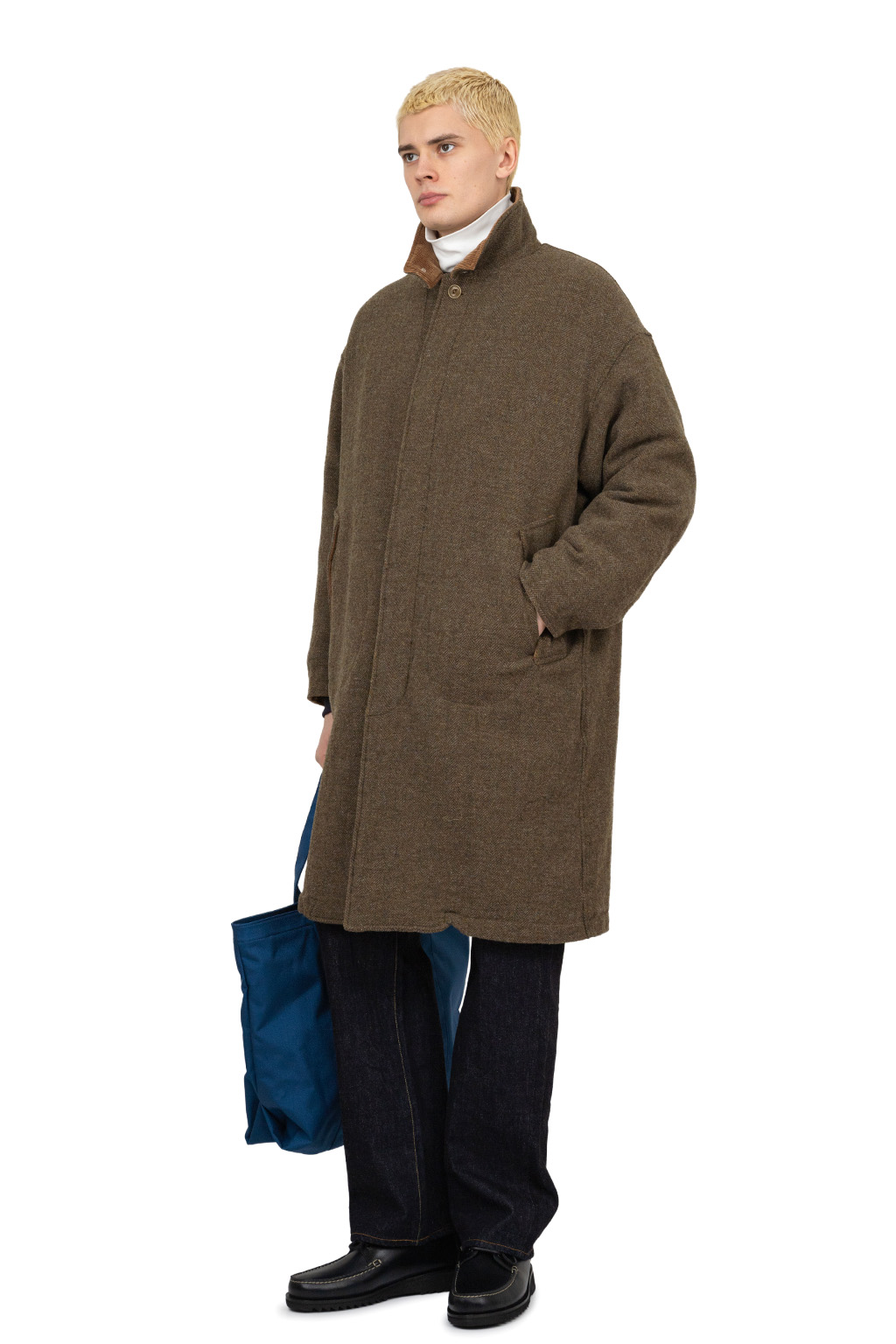 Nonnative - Wanderer Long Puff Coat Wool Herringbone Windstopper - Coyote